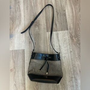Ralph Lauren leather Black and White Houndstooth Bucket Bag